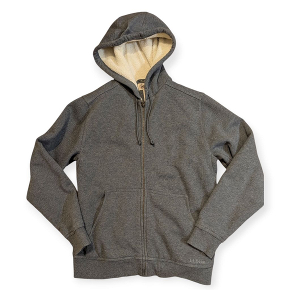L.L.Bean Other - L.L.Bean Katahdin Ironworks Gray Sherpa Lined Full Zip Hoodie Size Small